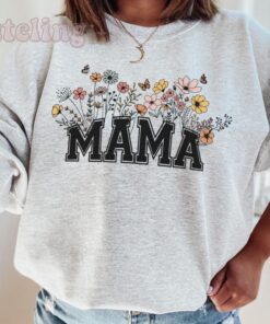 wildflowers mama sweatshirt for new moms retro style mom life shirt ideal for mothers day baby shower and pregnancy gifts hshxz