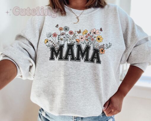 wildflowers mama sweatshirt for new moms retro style mom life shirt ideal for mothers day baby shower and pregnancy gifts