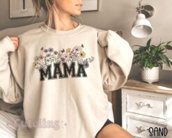 wildflowers mama sweatshirt plus size for new moms personalized mothers day gift pregnancy baby shower gift est 2024 ruhnj