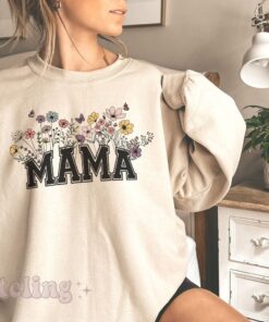 wildflowers mama sweatshirt plus size for new moms personalized mothers day gift pregnancy baby shower gift est 2024 ruhnj