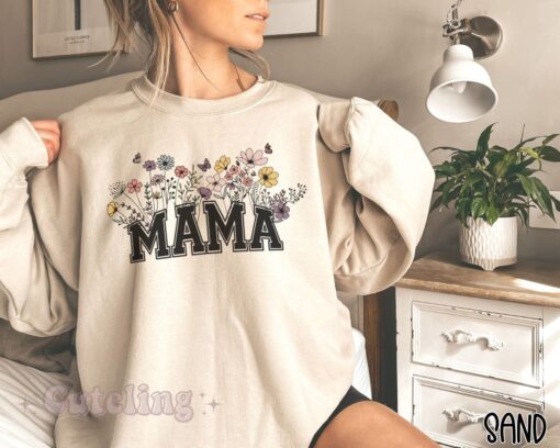 wildflowers mama sweatshirt plus size for new moms personalized mothers day gift pregnancy baby shower gift est 2024 ruhnj