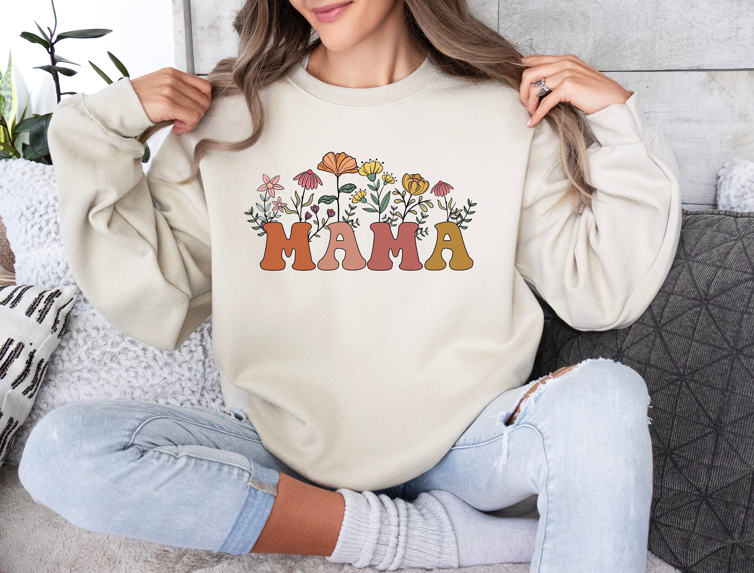 wildflowers mama sweatshirt retro floral hoodie for mothers day best mom ever gift cute new mom shirt o9xbj scaled