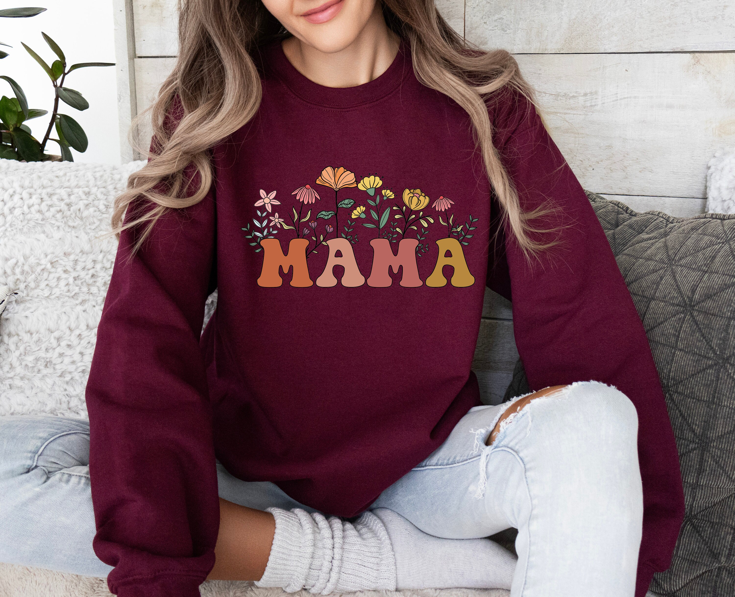 wildflowers mama sweatshirt retro floral hoodie for mothers day best mom ever gift cute new mom shirt qr7tx scaled