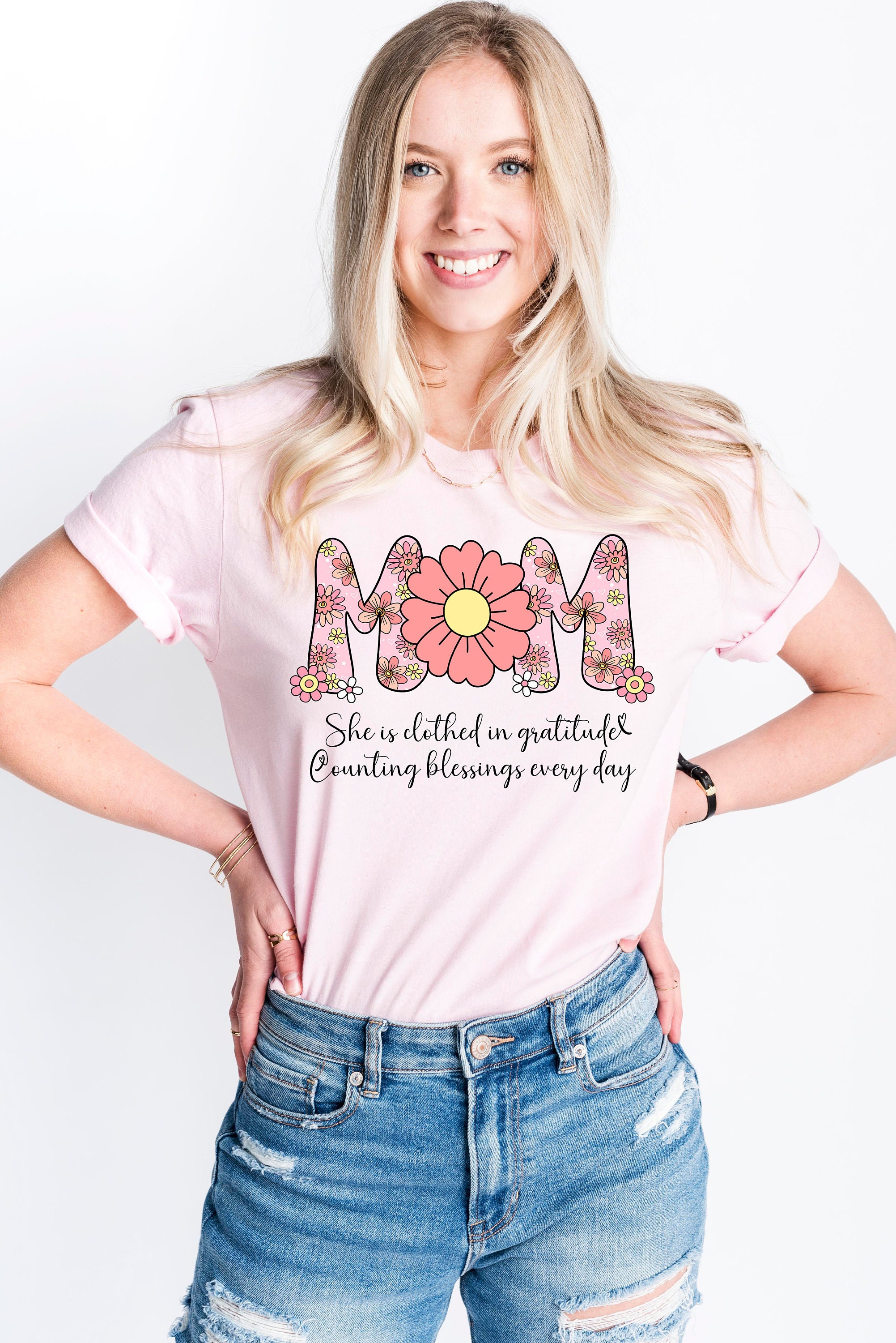 wildflowers mom shirt with bible verse she is clothed in gratitude strong mom shirt for empowered women counting blessings gbbdn scaled