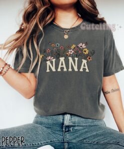 wildflowers nana shirt for new grandmas comfort colors tee unique pregnancy reveal ideas mothers day gift brczd