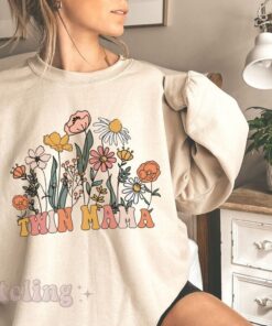 wildflowers twin mama sweatshirt first time twin mom crewneck gift for new twin moms mom of twins shirt fw5gg