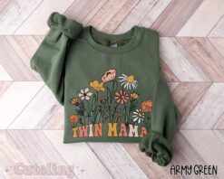 wildflowers twin mama sweatshirt for new twin moms personalized gift for mom of twins crewneck shirt af6v8