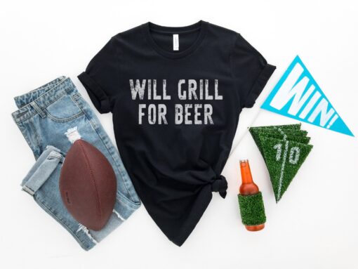 will grill for beer funny dad shirt for fathers day summer bbq beer drinking t shirt unique gift for husband
