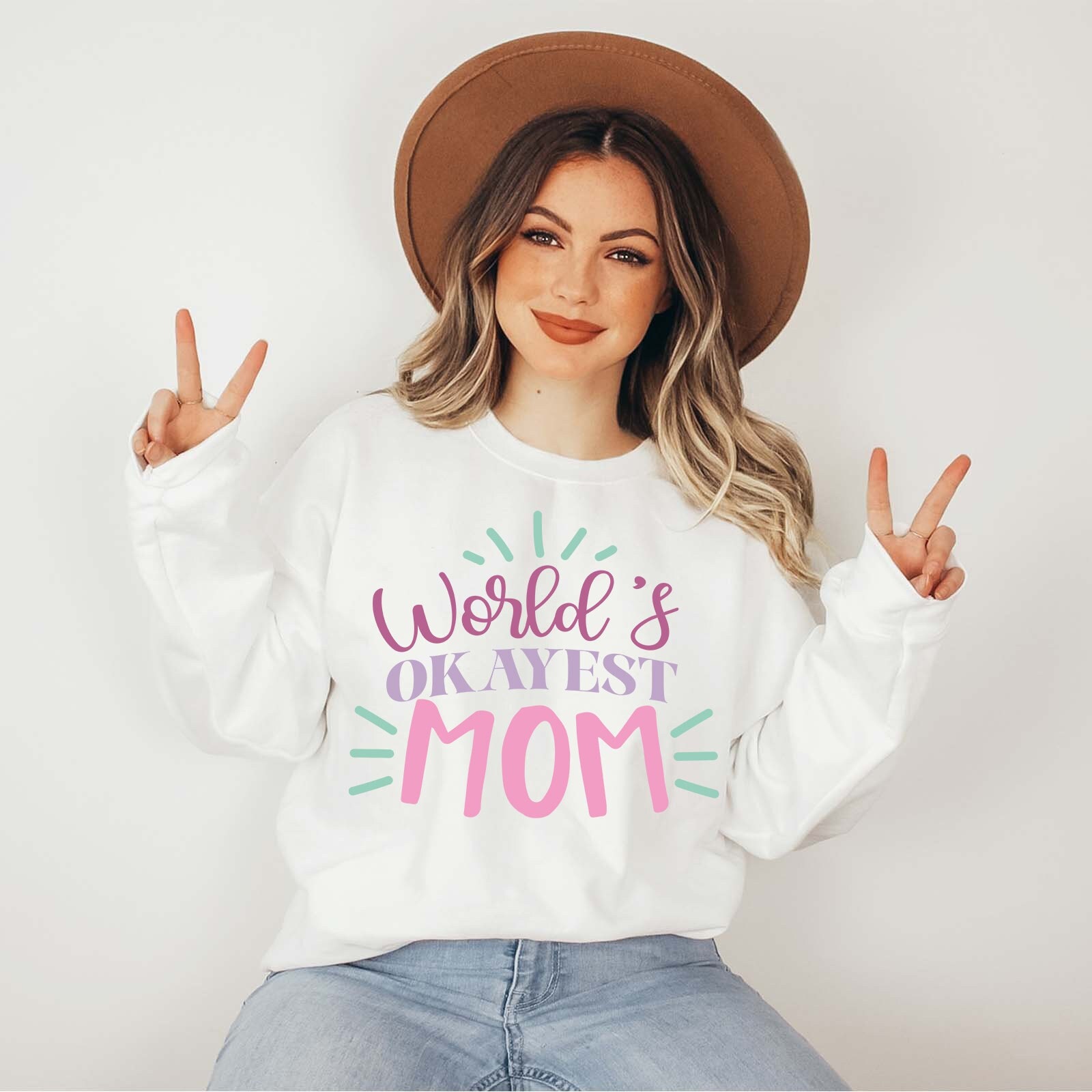 worlds okayest mom sweatshirt funny mom life shirt cute mothers day gift for moms personalized mom gifts dijqh